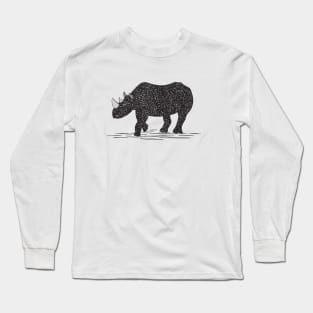 Rhino Ink Art - cool African animal design - on white Long Sleeve T-Shirt